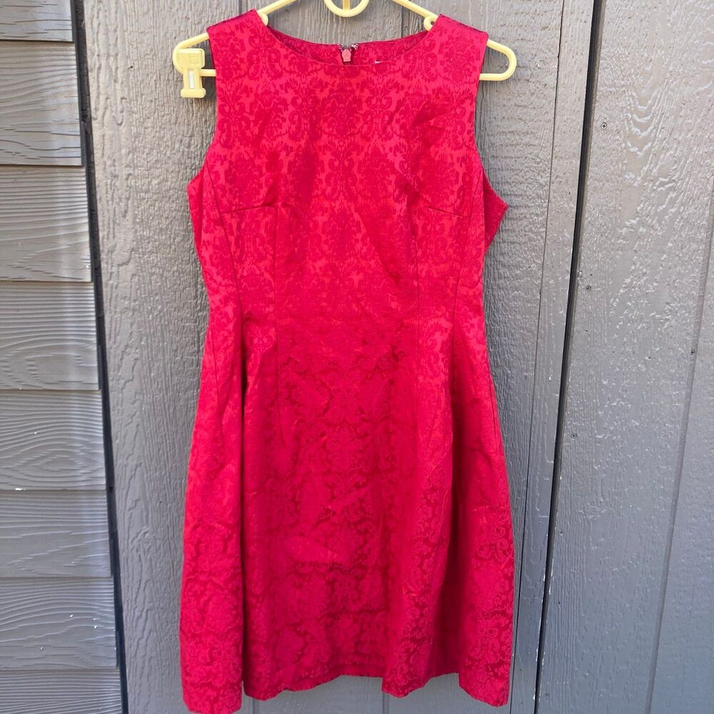valentine's day Eva Mendes Damask Red Sleeveless Dress A-Line Womens size 10